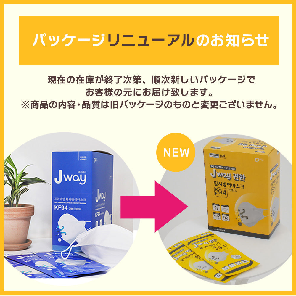 【韓国製 正規品】KF94 Jway 3層フィルター 3D立体 マスク 50枚