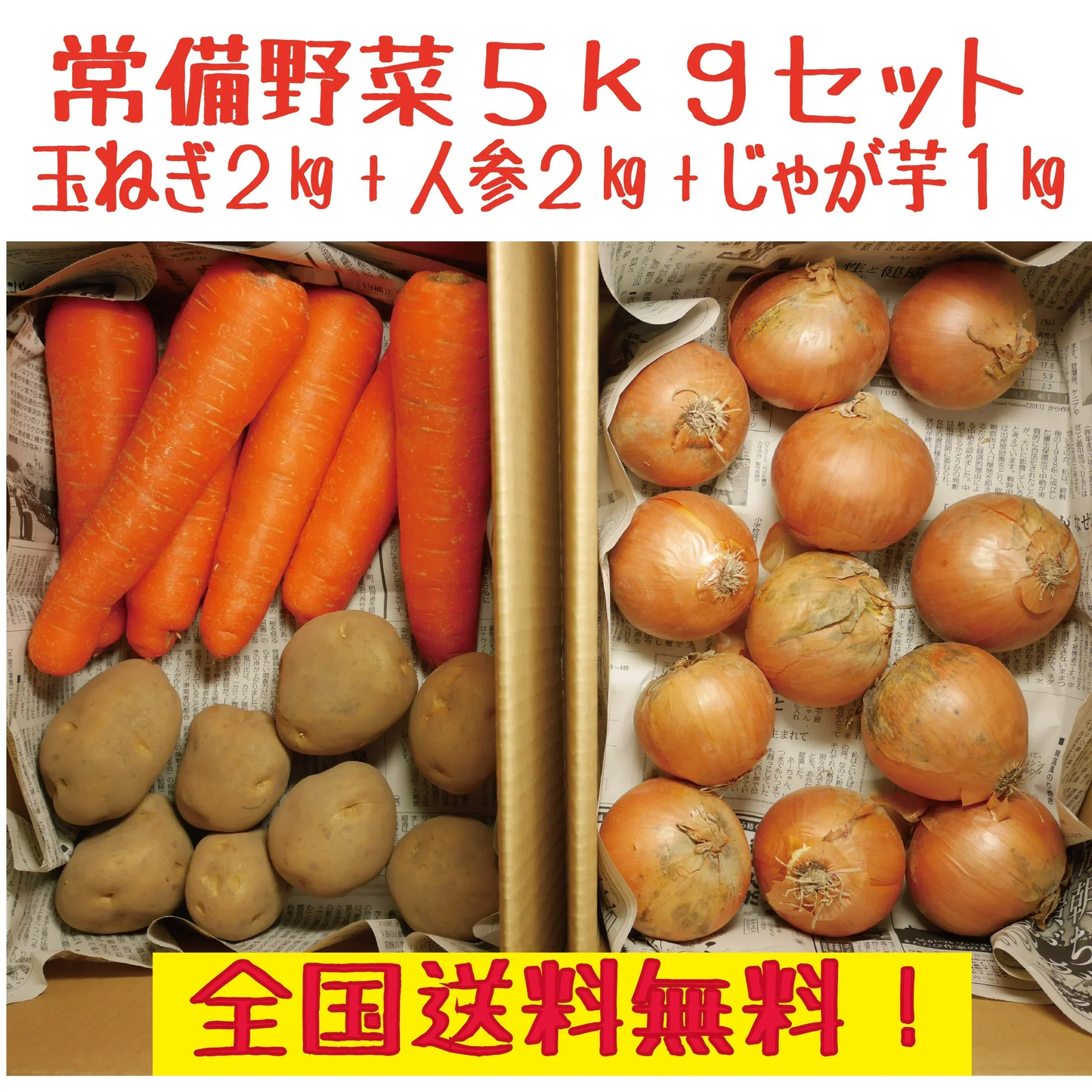 野菜セット 常備野菜5kg 青森、徳島、埼玉県産等 にんじん2kg+国産たまねぎ2kg+国産じゃがいも1kg 国産 新鮮