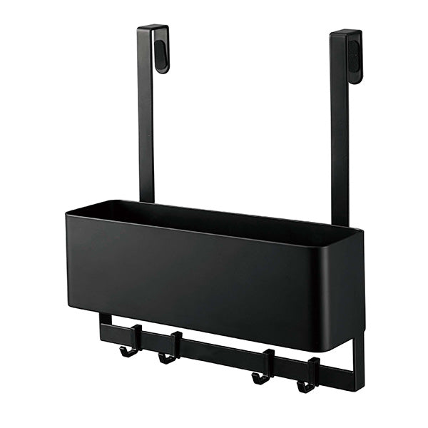 フック付き ひっかけ 下駄箱 扉収納ラック(山崎実業 スマート)ブラック【ベビーキッズセール】
