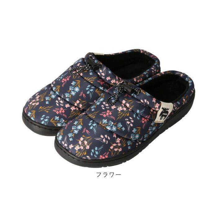 【ブラック・Mサイズ(23.5cm)】 moz モックシューズ 通販 モズ シューズ スリッパ サンダル サボサンダル サボ スリッポン 秋 冬 暖かい キルティング 冬用サンダル 防寒 冬用 かわいい お出かけ 外履き アウトドア