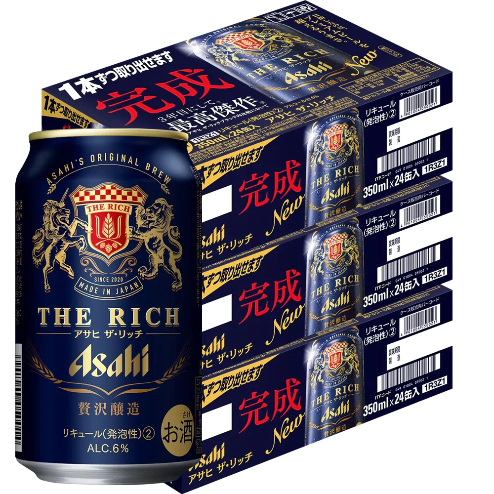 【送料無料】アサヒ ザ リッチ 6% 350ml×3ケース/72本【北海道・沖縄県・東北・四国・九州地方は必ず送料が掛かります】