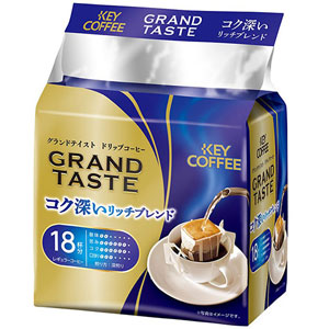 キーコーヒー KEY COFFEE ドリップバッグ グランドテイスト コク深いリッチブレンド 6g×18袋×24個(432袋)【7〜10営業日以内に出荷】 ドリップコーヒー ドリップバッグコーヒー