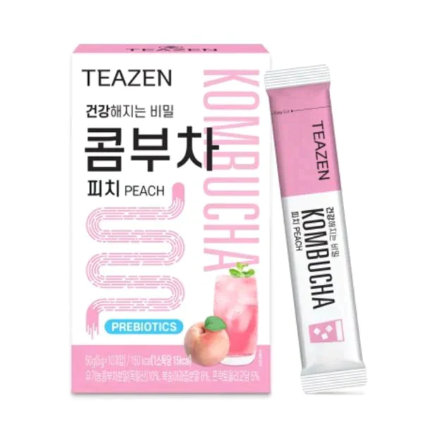 大特価! 箱無し計40包 TEAZEN ティーゼン コンブチャ KOMBUCHA (レモン、柚子、ベリー、ピーチ味 各10本)正規輸入品 韓国 BTS ジョンググ 乳酸菌 健康食品