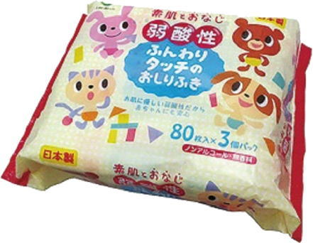 弱酸性ふんわりタッチのおしりふき 80枚x3Px6個セット(計18P)