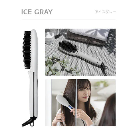 【最安値挑戦祭】ヒートブラシ ヘアブラシ ストレート ヘアアイロン ブラシ マイナスイオン 瞬間120秒 海外対応 AND・DECO アイスグレー
