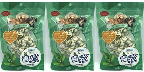 ミント味・3袋セット PETRO(ペトロ) 犬用おやつ 歯ブラシガム SSSサイズ 12本入