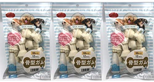ミルク味・3袋セット PETRO(ペトロ) 犬用おやつ 骨型ガム SSサイズ 12本入
