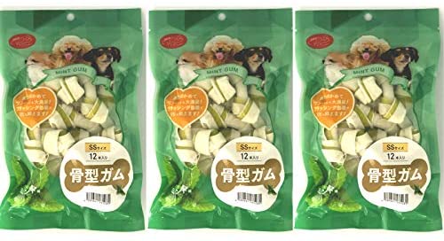 ミント味・3袋セット PETRO(ペトロ) 犬用おやつ 骨型ガム SSサイズ 12本入