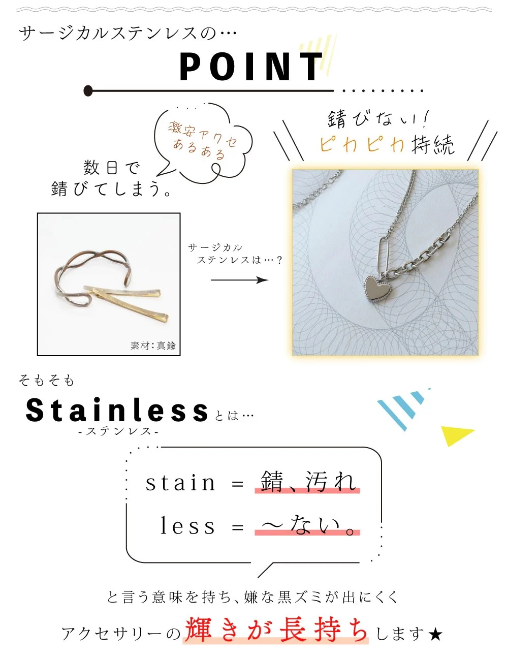 ネックレス 金属アレルギー対応 錆びない 母の日 変色しない レディース シンプル サージカルステンレス 錆びない A36
