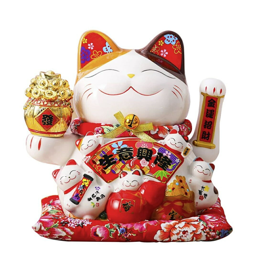 風水 置物 招き猫 生意興隆 千万両 福 招財 劫財 金 風水アイテム 金運アップ 財運 金運 恋愛 健康 仕事 家庭 華やか 商売繁盛 幸運 開運 富 スピリチュアル お金持ち ご利益 御利益 御守り ハッピー 幸せ かわいい 可愛い