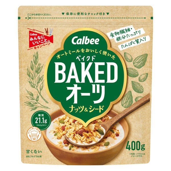 【おまけ付き!】ベイクドオーツ ナッツ&シード 400g 1袋 カルビー