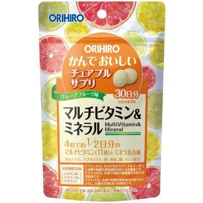 かんでおいしいチュアブルサプリ マルチビタミン&ミネラル 30日分 120粒 オリヒロ サプリメント