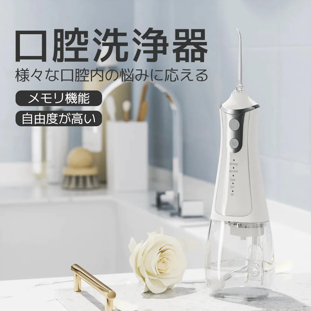 Sarlisi口腔洗浄器 コードレス ジェットウォッシャー 300ml大容量タンク 歯周病予防 USB充電式 ウォーターフロス 歯垢洗浄 口臭防止 替えノズル付き【ゲリラセール】