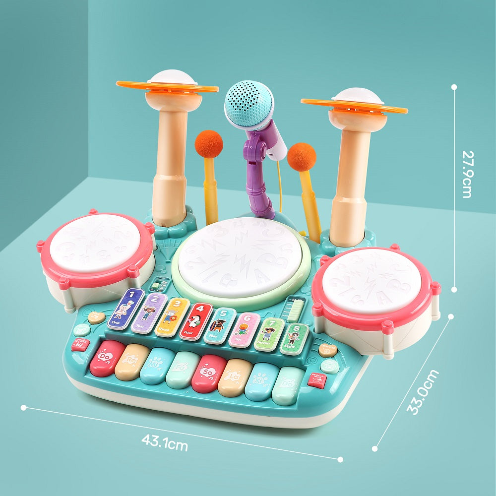 ランキング入賞★Cute Stone 5in1楽器玩具 楽器 おもちゃ 音楽おもちゃ ピアノ ドラムおもちゃ ピアノキーボード ドラム 木琴 マイク2個 ドウムギター 多機能 音楽&ライト 早期開発 知育玩具 男の子 女の子 電子 太鼓 ミュージックボックス 誕生日 子供 プレゼント ギフト