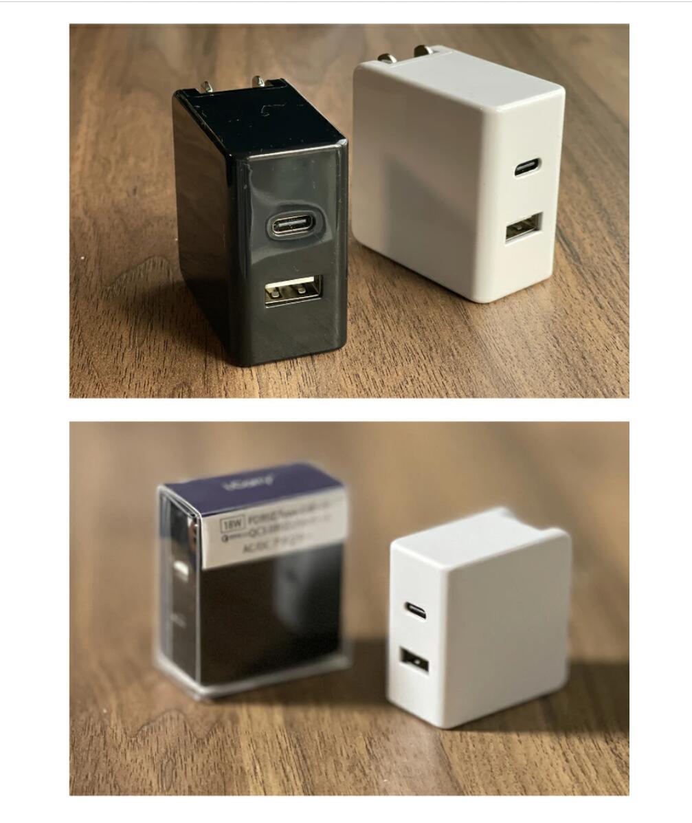 【3人シェア買いでお得】【Type-C+USB 】(ブラック) 2021年iCarry 小型 USB コンセント【PD+QC3.0 18W 2ポート 急速充電 iPhone13 12 11 s21 s20 推奨】 スマホ充電器 パワーデリバリー 17-AC18