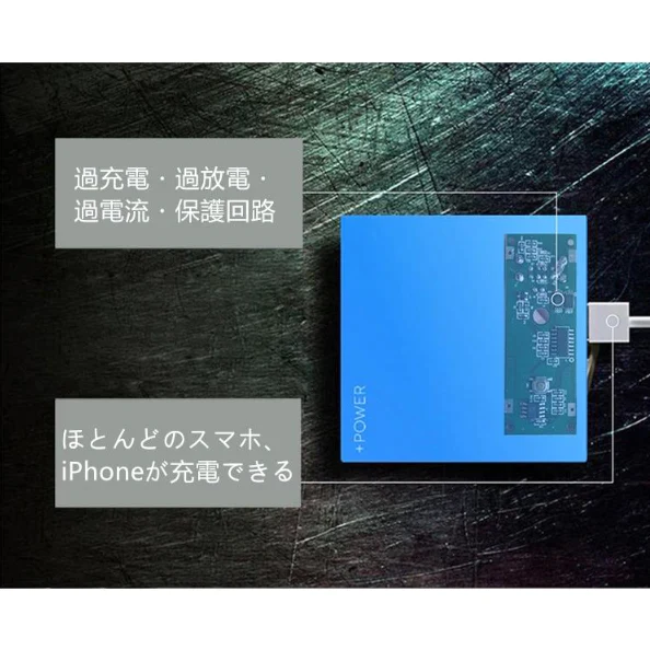 「在庫処分商品」「ブルー」モバイルバッテリー 4000mAh 軽量 薄型 iOS/Android対応 スマホ 携帯充電器 極薄 急速充電