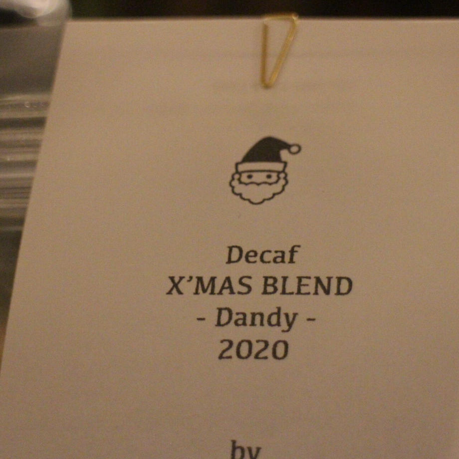 100g コーヒー 豆のまま カフェインレス クリスマスブレンド -Dandy- 2020【タイムセール】