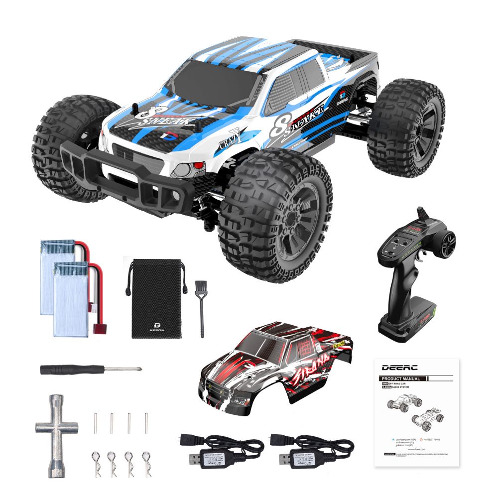 DEERC ラジコンカー RCカー ラジコン オフロード 高速 48km/h おもちゃ 子供 1/10 4WD 高速 乗り越え抜群 バッテリー2個 最大操作時間40分 誕生日 贈り物 プレゼント 送料無料 9200E