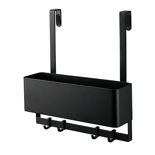 フック付き ひっかけ 下駄箱 扉収納ラック(山崎実業 スマート)ブラック