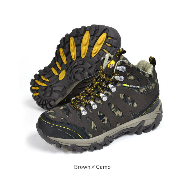 【Brown×Camo・27.5cm】 トレッキングシューズ レディース 防水 通販 メンズ ジュニア 登山靴 ハイキングシューズ 山登り レジャー アウトドア 小学生 キッズ 大きいサイズ 小さいサイズ 子供用 大人用
