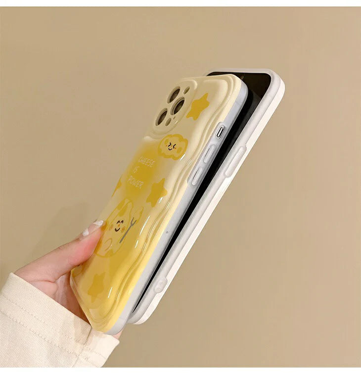 【IPHONE13TYPE02】iPhoneケース iPhone13 クリアケース かわいい チーズ キャラクター クッション ふわふわ 衝撃吸収 汚れ防止 傷防止 星 肉球