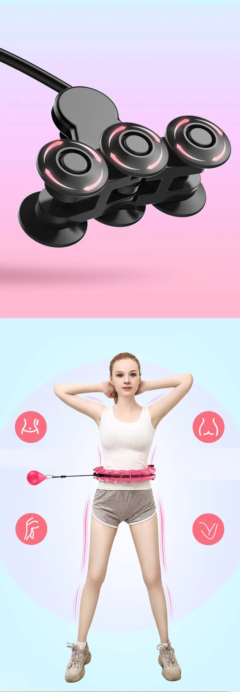【パープル】スマートフラフープ おもり付き 落ちない フラフープ 組み立て マッサージ ダイエット ウエストシェイプ フィットネス サイズ調整 痩身 エクササイズ スポーツ
