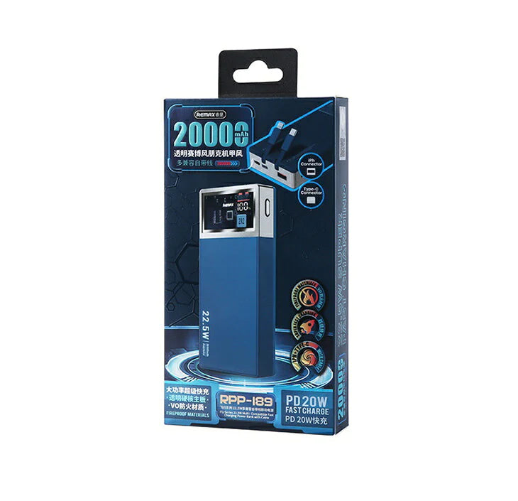 【グレー】REMAX モバイルバッテリー 20000mAh 急速充電 小型 軽量 iPhone iPad Android Type-c IPH USB 22.5W