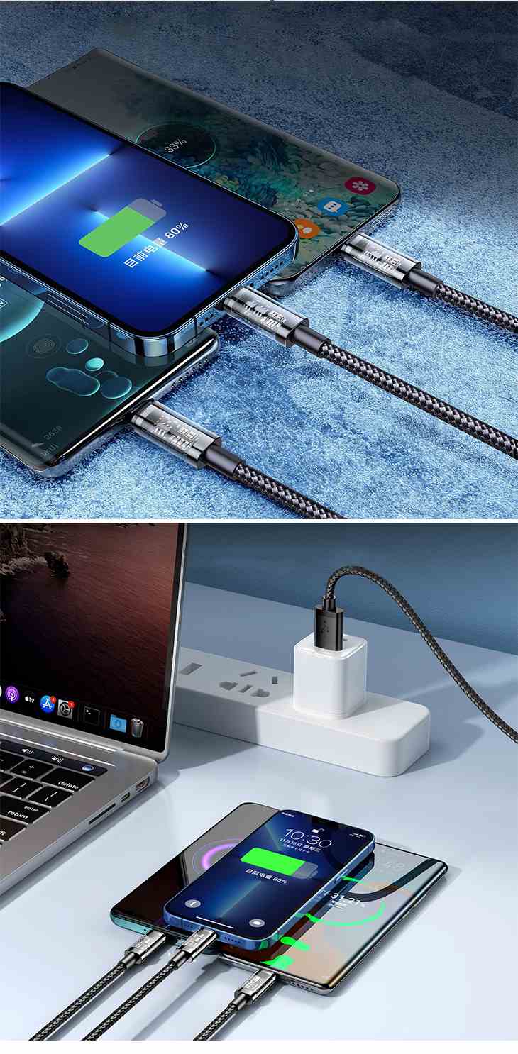 【ブルー】3in1 充電ケーブル 充電コード 急速充電 強靭 断裂防止 3.5A 2.4A typeーC ライトニング Micro 3台同時充電 高品質 安心安全 多機種対応 便利グッズ