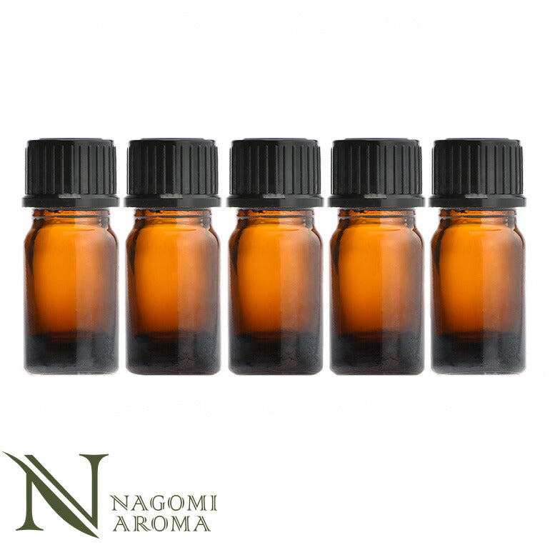 遮光ビン 5ml(アンバー) 5本セット 黒キャップ&ヴァーティカルドロッパー 【 遮光瓶 ガラス瓶 薬瓶 保存 アロマオイル エッセンシャルオイル精油 キャリアオイル フレグランスオイル 香水 手作り コスメ ハンドメイド 蓋付 茶色 】