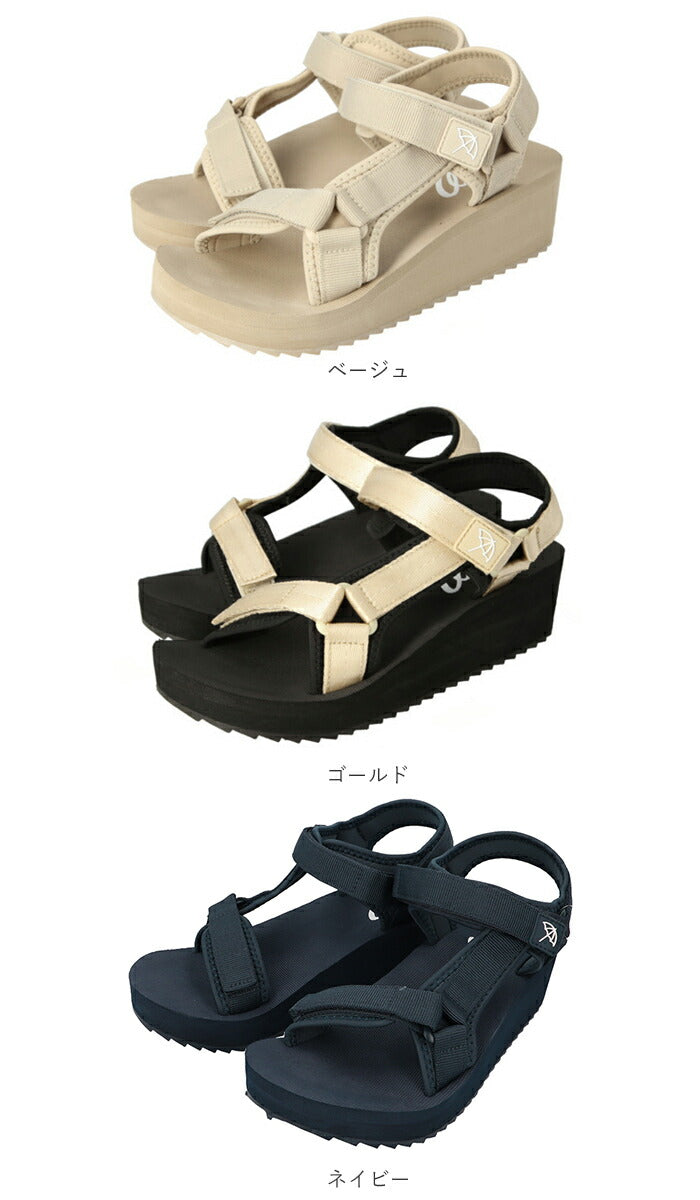 【ブラウン・L(24cm)】 アーノルドパーマー サンダル 通販 スポーツサンダル レディース 厚底 ウェッジソール 歩きやすい 履きやすい コンフォートサンダル ベルクロ ストラップ アウトドア 旅行 リゾート