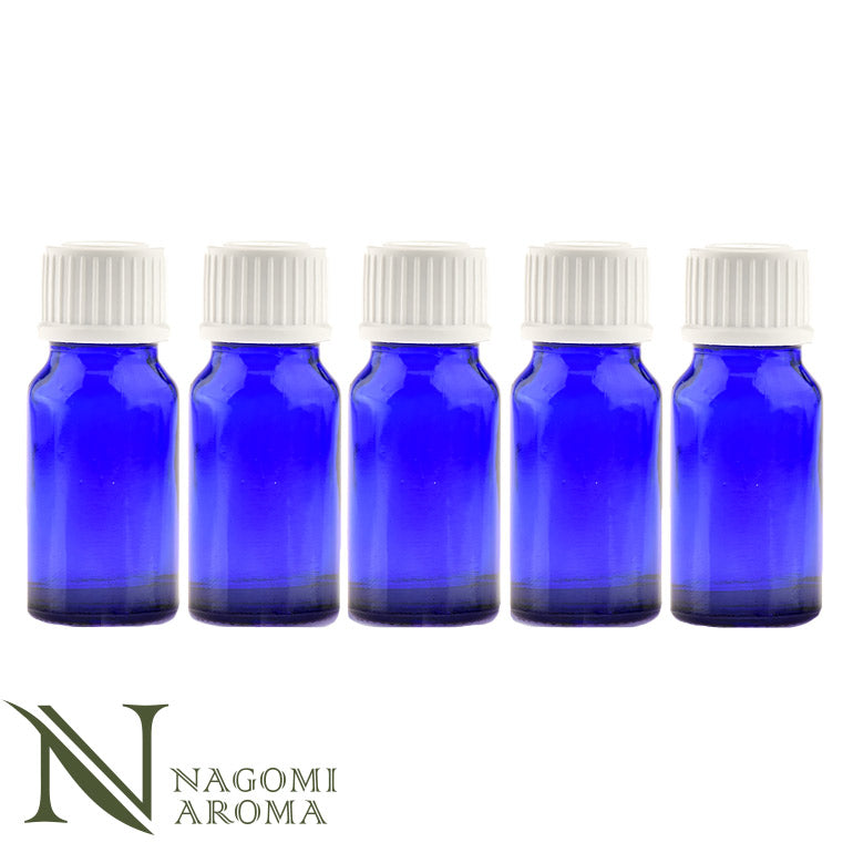 遮光ビン 10ml(ブルー) 5本セット 白キャップ&ヴァーティカルドロッパー 【 遮光瓶 ガラス瓶 薬瓶 調合 保存 アロマオイル エッセンシャルオイル 精油 キャリアオイル 香水 手作り コスメ ハンドメイド 蓋付 コバルト 】
