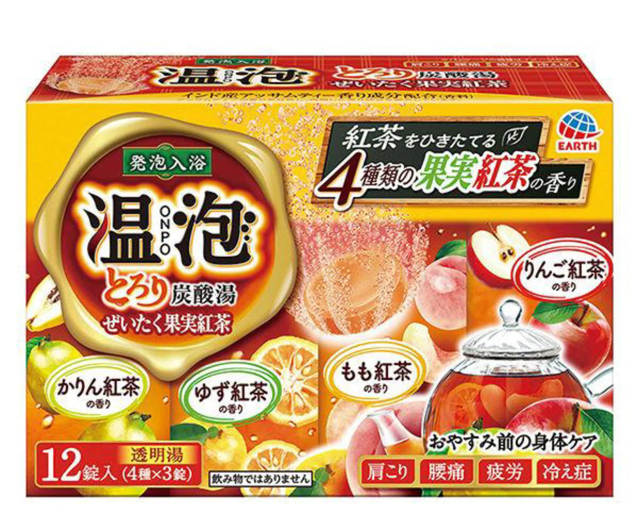 外箱なしで発送 入浴剤 炭酸 温泉の素 温泡 ONPO ぜいたく果実紅茶 とろり炭酸湯 12錠