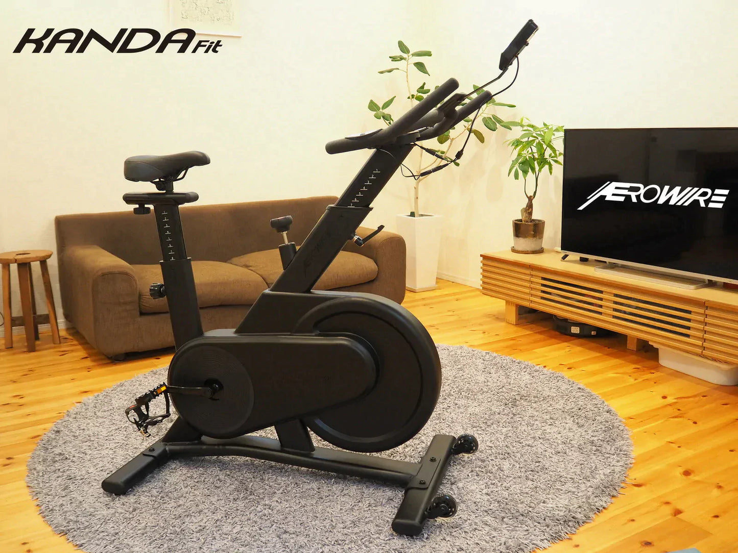 KANDA Fit AEROWIRE スピンバイク フィットネス◆ホワイト◆最新式コンピュータ搭載 本格トレーニング ダイエット フィットネスバイク