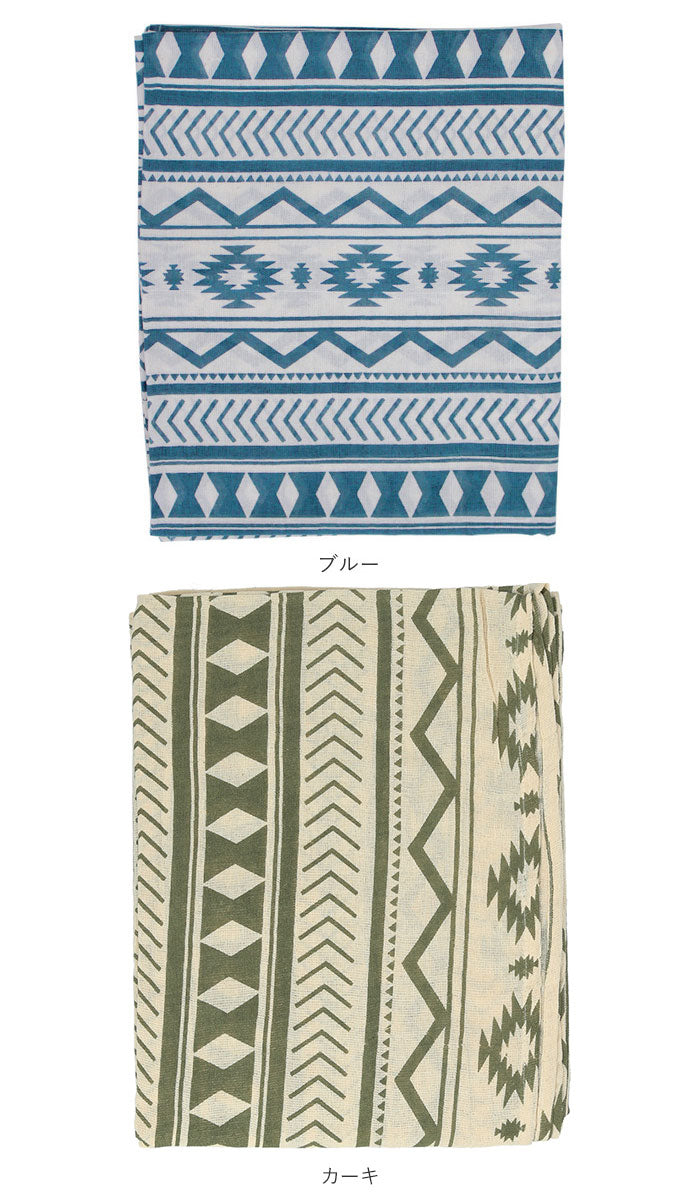【カーキ】 マルチカバー 長方形 通販 おしゃれ ソファー こたつ ベッド トライバル マルチクロス ベッドカバー ソファカバー 目隠し カーテン 間仕切り ナチュラル 150×225cm ネイティブ柄