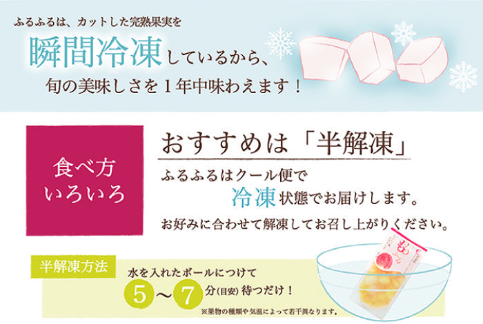 ふるふる色彩セット(りんご・メロン・梨・ぶどう・もも)完熟冷凍果実 (クール便)