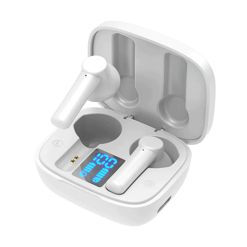 スノーホワイト 在庫一掃セ-ル/赤字価格 ブルートゥースイヤホン 1399円さらに送料無料 ケース残電表示 日本語説明書 クリアなハンズフリー通話 指先で楽々操作 両耳 左右分離型 IPX5完全防水 マイク付き
