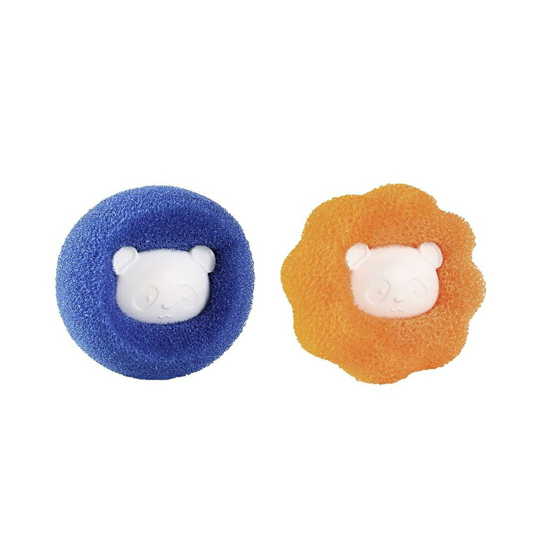 洗濯 ボール パンダ 2個セット ブルー オレンジ ほこり取り ネット 洗濯用 服 ペット 抜け毛 掃除 クリーナー 抜け毛取り 犬 猫 いぬ ねこ うさぎ 毛球症 毛玉 衣類 寝具 洋服 お手入れ 洗濯グッズ ペットの毛取り ペット 毛取り