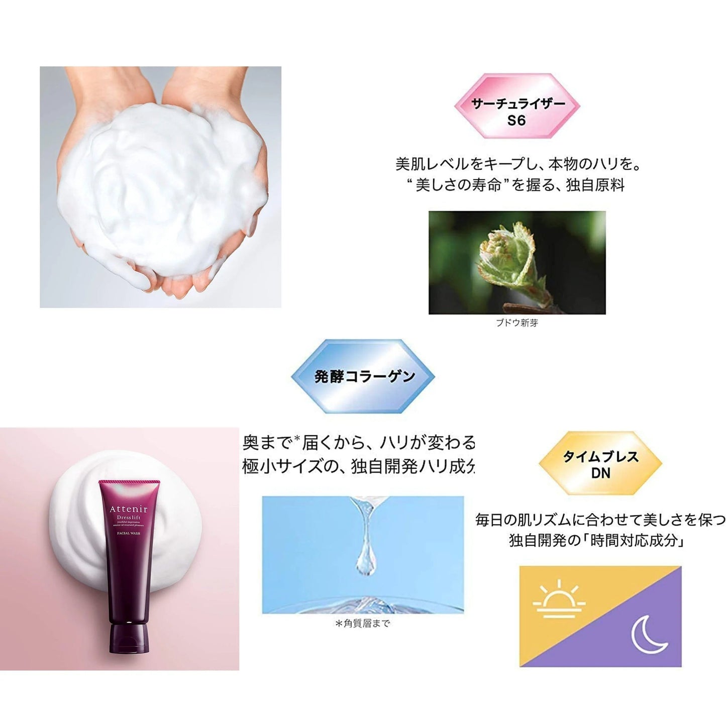 (1個)Attenir アテニア ドレスリフト フェイシャルウォッシュ 120g 洗顔料 Dress lift FACIAL WASH