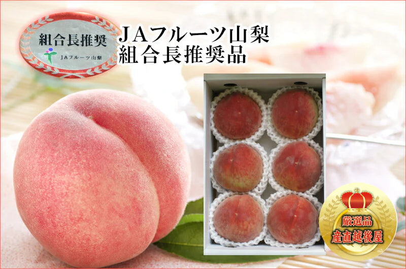 【フルーツ 桃 もも 化粧箱入り】山梨県 JAフルーツ山梨 ハウス栽培組合長推奨の 桃(白鳳系)最高品質 化粧箱6個入り 約1kg送料無料【果物 贈答品 ギフト】