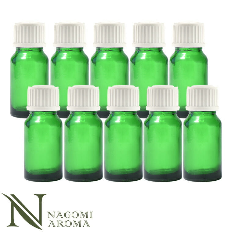 遮光ビン10ml(グリーン)10本セット白キャップ&ヴァーティカルドロッパー 【 遮光瓶 ガラス瓶 薬瓶 保存 アロマオイル エッセンシャルオイル精油 キャリアオイル フレグランスオイル 香水 手作り コスメ ハンドメイド 蓋付 茶色 】