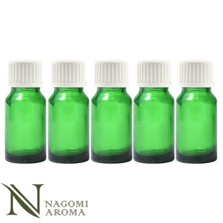 遮光ビン10ml(グリーン)5本セット白キャップ&ヴァーティカルドロッパー 【 遮光瓶 ガラス瓶 薬瓶 保存 アロマオイル エッセンシャルオイル精油 キャリアオイル フレグランスオイル 香水 手作り コスメ ハンドメイド 蓋付 茶色 】