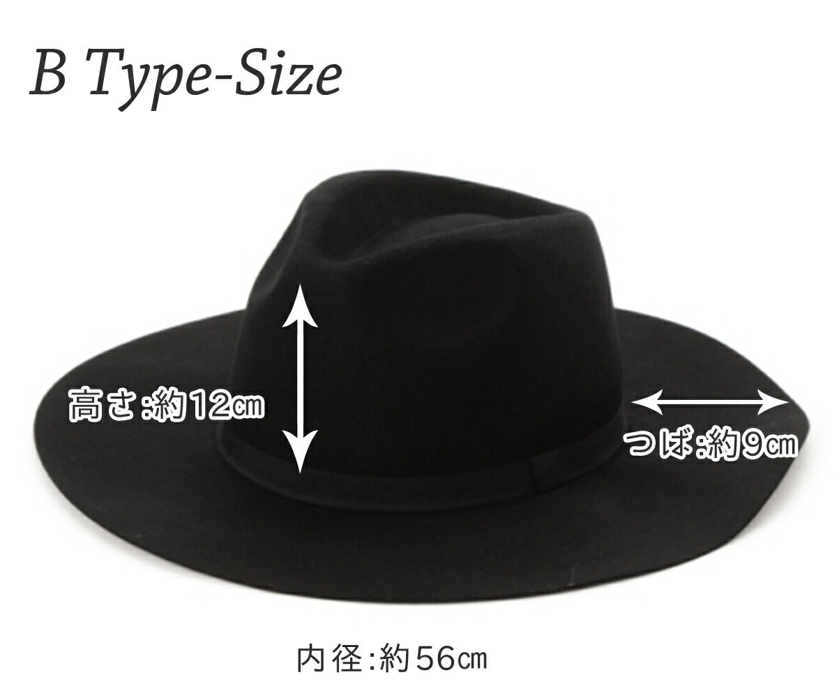 Poodle ハット 帽子 オゾック フェルトハット 可愛い コーデ シンプル デザイン レディース 中折れ ハット つば広 フェルトハット おしゃれ 大きいサイズ UVハット UVカット ウール カジュアル 無地 メンズ 春 夏 秋 冬 黒 送料無料(A-ブラック)