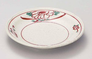 粉引赤絵なぶり型5.0皿 直径16cm 丸皿 取り皿 銘々皿 和食器 日本製 美濃焼 陶器のふる里 stockヤ