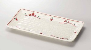 唐津赤絵ホッケ皿 30.5cm ほっけ 法華皿 ほっけ皿 長角大皿 居酒屋 業務用) 和食器 大皿 陶器のふる里 stockヤ