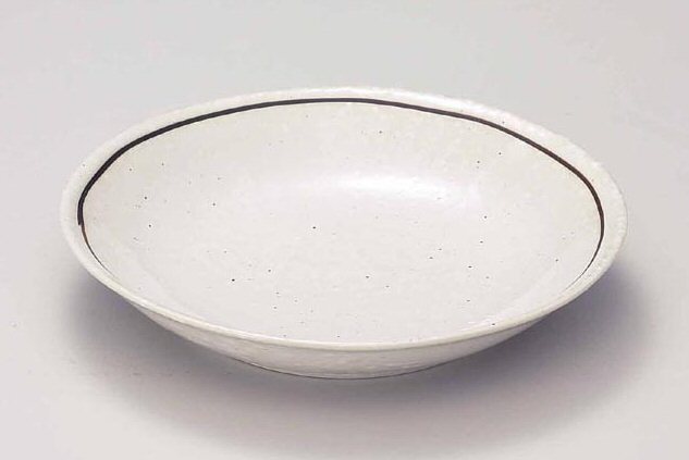 粉引ライン6.0皿 直径20.4cm 和食器 美濃焼 国産 日本製 丸皿 陶器のふる里 stockヤ