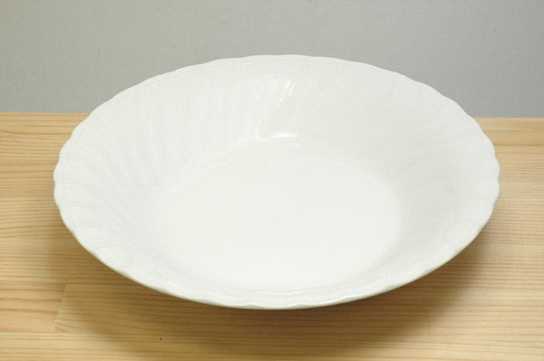 K/Wホワイト9吋スープ 白 食器 陶器 磁器 白磁 スープ皿 ホテル プロ使用 業務用 本格 ポーセリンアート 絵付け 陶器のふる里 stockヤ