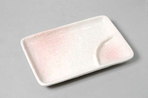 桜志野6.0仕切皿 和食器 桃色 ピンク 焼物皿 刺身皿 美濃焼 国産 日本製 陶器のふる里 stockヤ