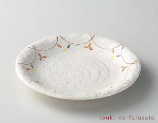 粉引小花90パスタ皿 直径27.5cm 美濃焼 磁器 盛皿 めん皿 和風麺皿 陶器のふる里 trysミ
