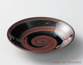 錆天目深7.5皿 直径23.5cm 美濃焼 磁器 盛皿 めん皿 丸皿 和風パスタ 和食器 大皿 日本製 陶器のふる里 trysネ