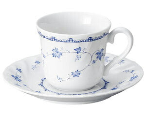 ロールスタン コーヒー碗皿 カップ&ソーサー C&S 洋陶 磁器 白 青 小花 国産 陶器のふる里 stockヤ